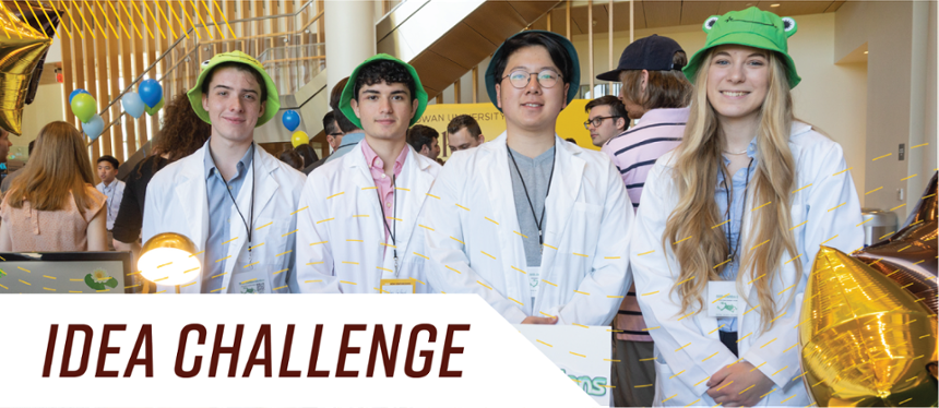 Banner text: Idea Challenge. Image shows group of students at the Idea Challenge.