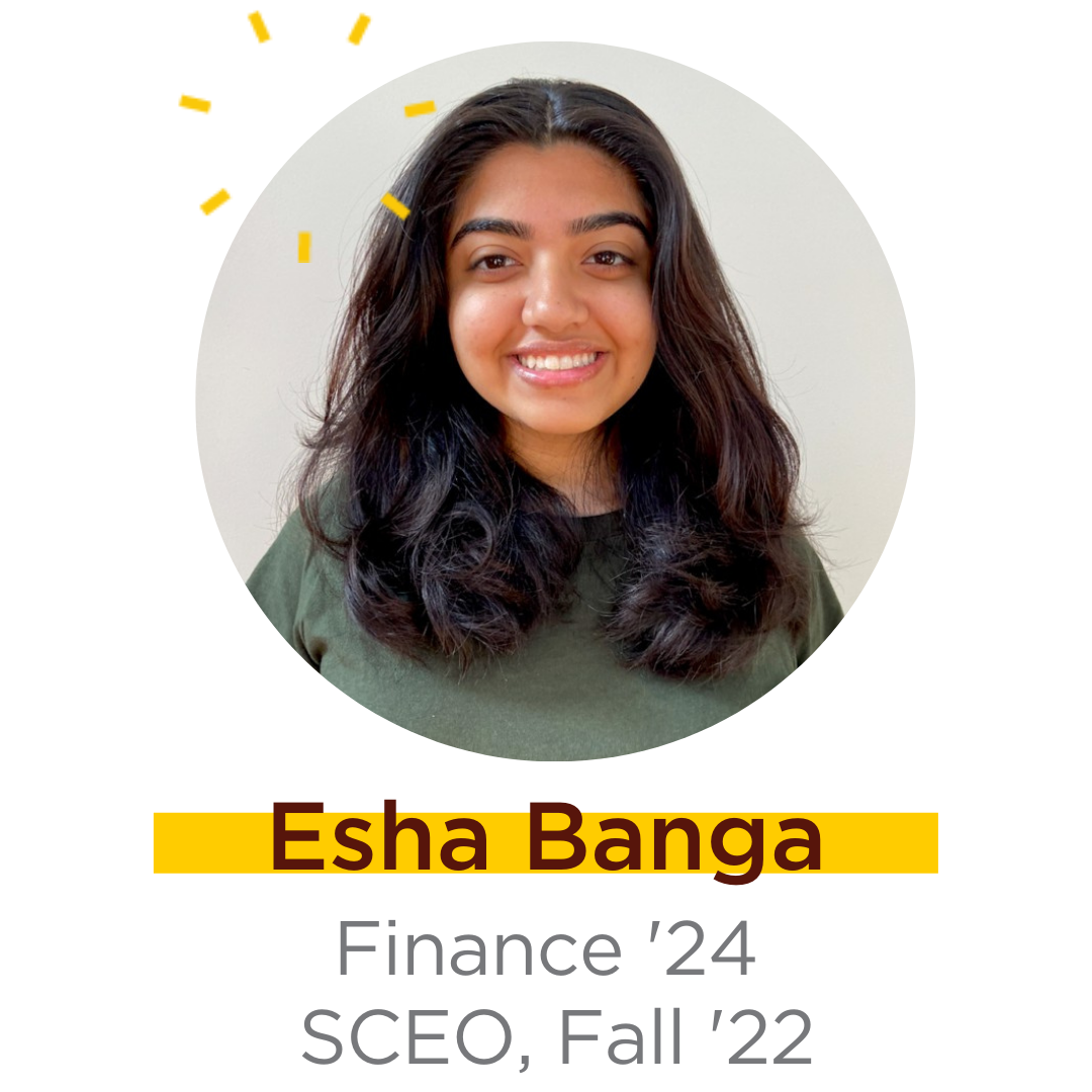 Esha Banga, SCEO fall 2022